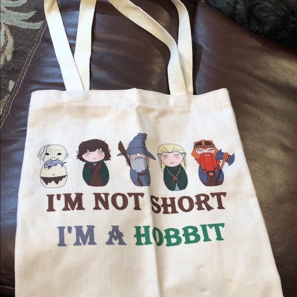 Canvas Tote Bag - "I'm A Hobbit" Graphic in Cream
